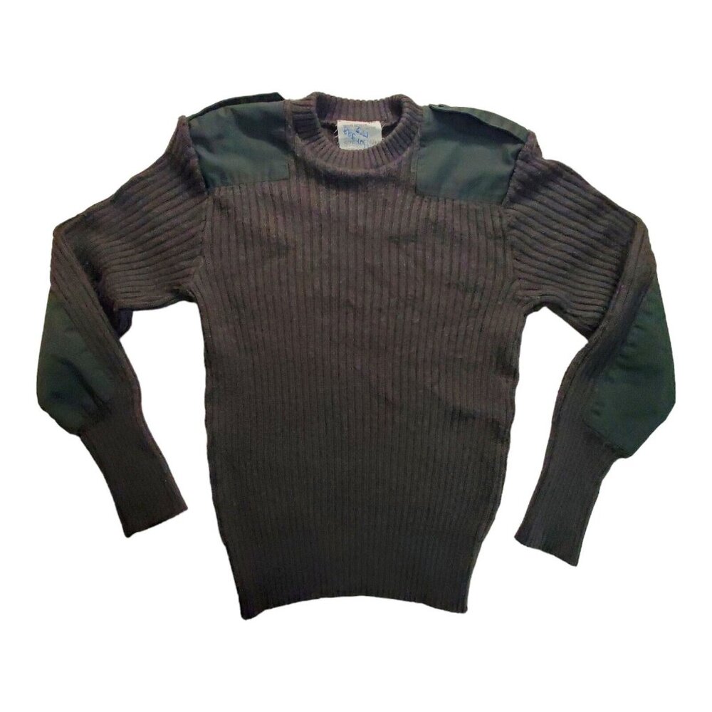 Military Sweater Men's 42 Green 100% Wool Pullover Commando Vintage Long Sleeve - Picture 1 of 15